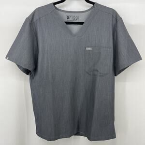 Figs Men's Size L Chisec‎ Three Pocket Scrub Top Gray Technical Collection Shirt